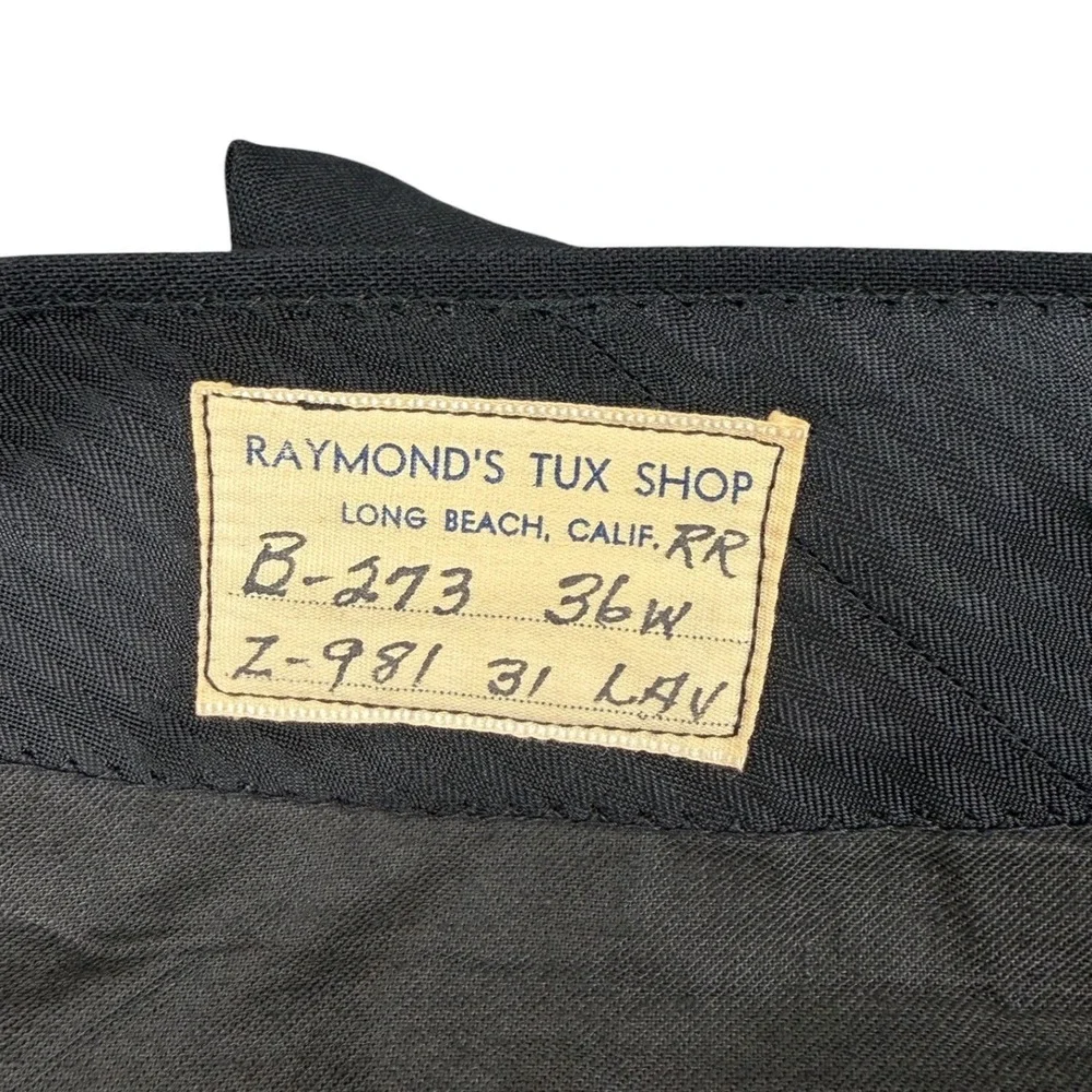1950s Lord West 2 Piece Tuxedo Suit Men 44R 36X33 Black Shawl Lapel Pleated